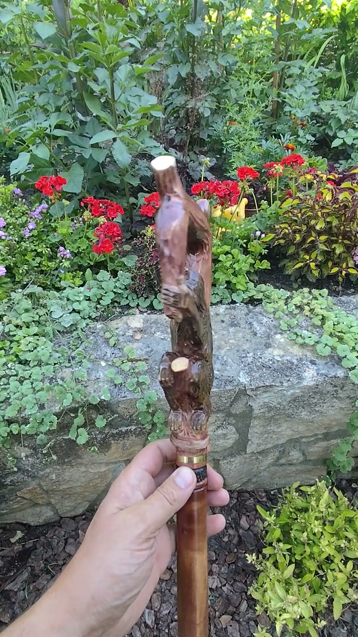 Hand Carved Linden Wood Monkey Cane, Wildlife Art Walking Stick - Etsy