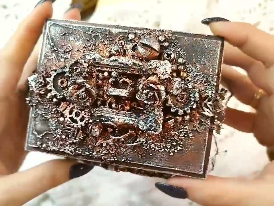 アンティーク風仕上げのminiBOX  2個set    ハンドメイド雑貨 Mystery Box, Small Mythical Trinket Jewelry Box, Miniature Casket