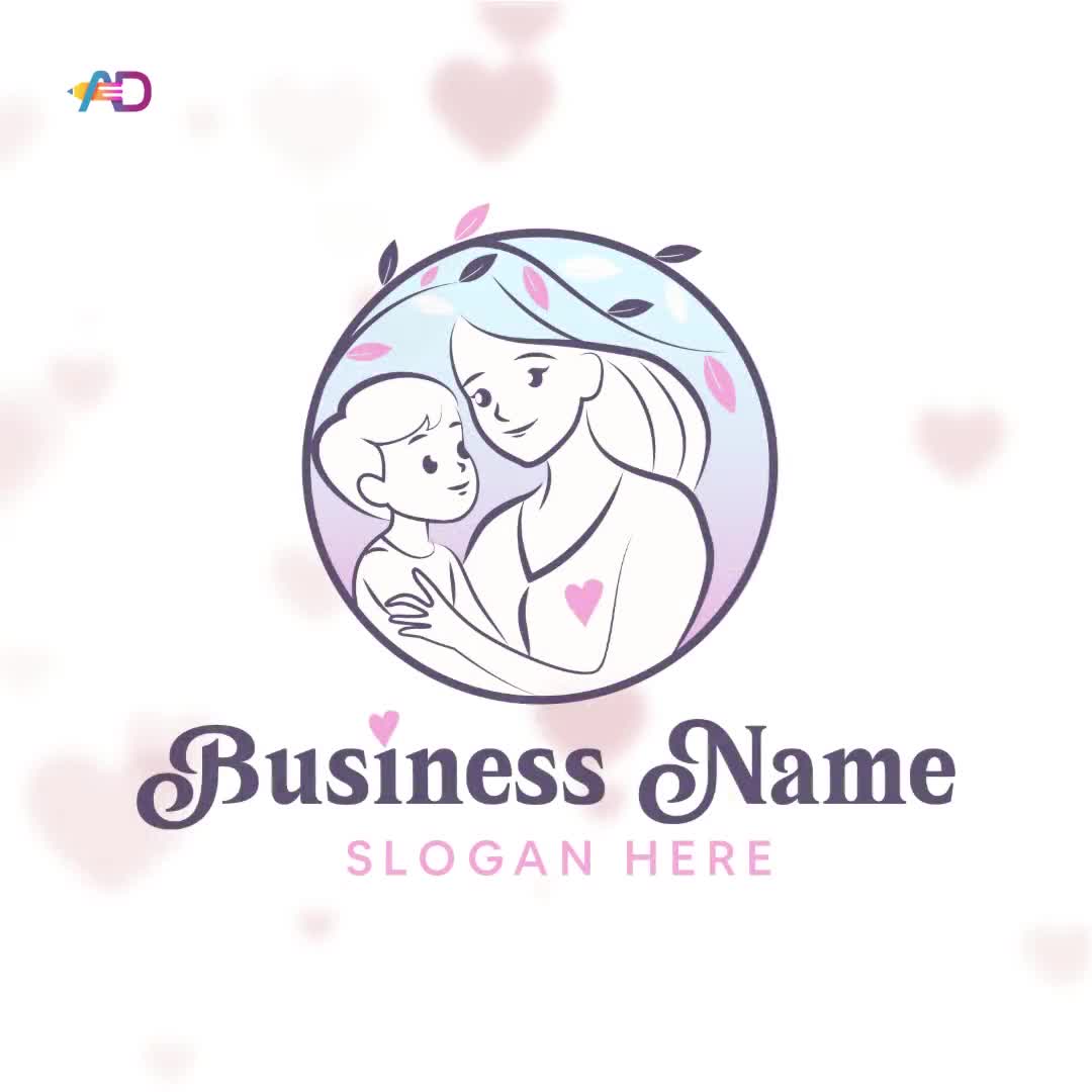 Pastel Gradient of a Mother and Her Child Logo – Gentle Parenting, Childcare and Maternity Logo Design - Video thumbnail 6