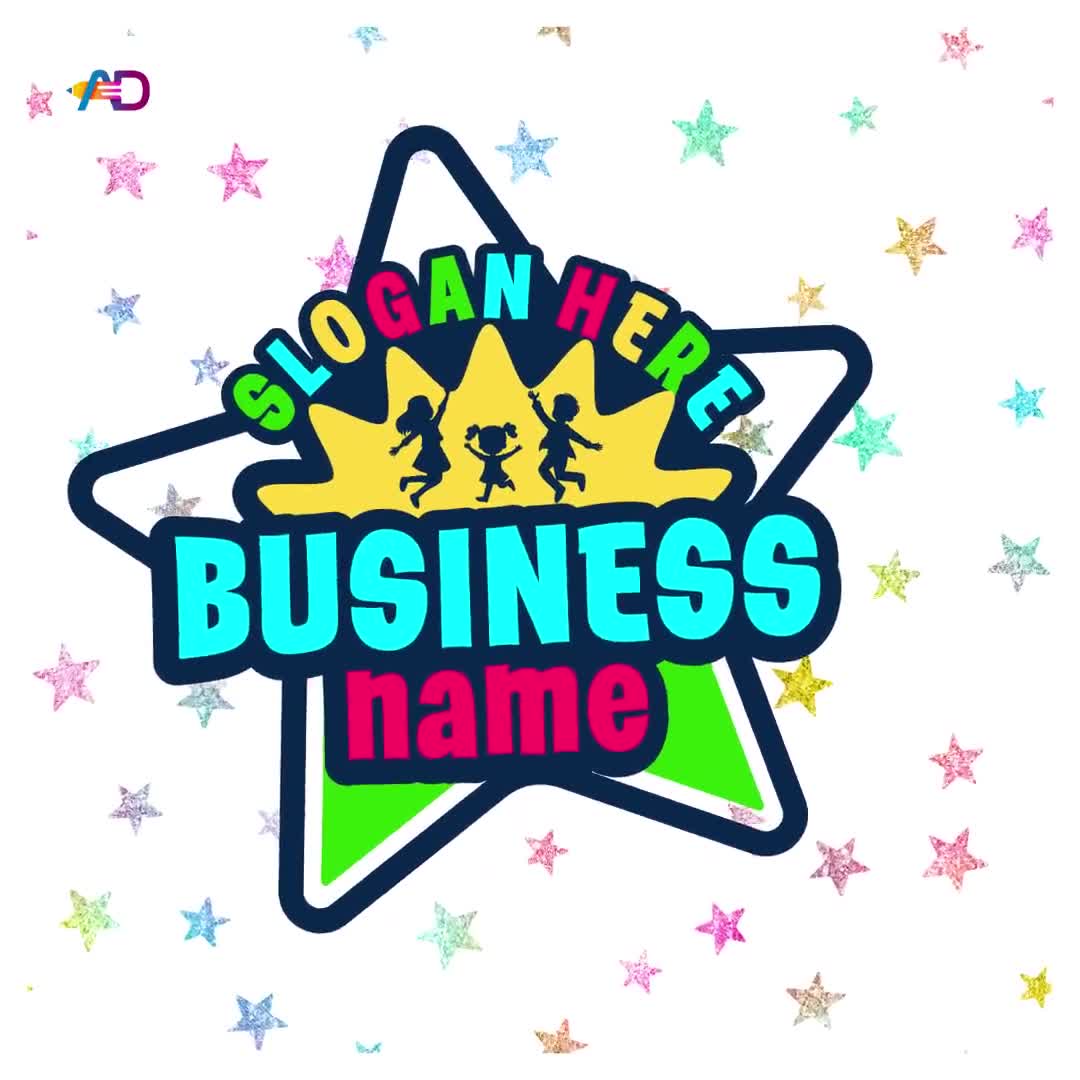 Star Shape Logo with Sun and Kids – Playground, Outdoor Adventure and Kids Camping Logo Design - Video thumbnail 4