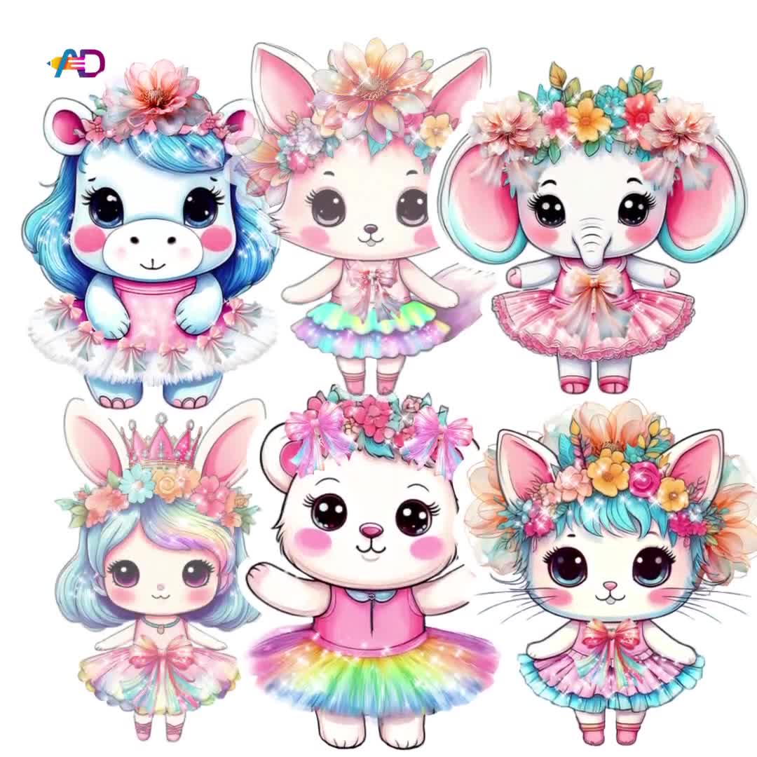 6 Cute Ballet Animals Clipart | Instant Download | PNG & PDF Files - Video thumbnail 10