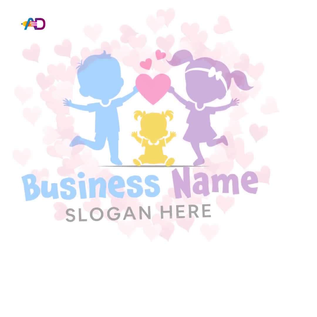 Cute Kids and Baby Logo - Childcare, Babysitting, Daycare, Family Logo - Video thumbnail 5