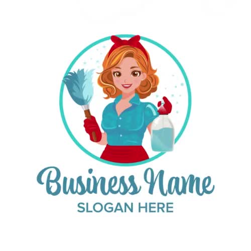 Beautiful Female Cleaning Character Logo – Maid, Janitor & Housekeeper Logo Design - Video thumbnail 6