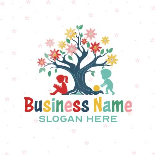 Modern Tree Flower Logo - Preschool, Kindergarten, School, Education, Daycare, Childcare Branding - Video thumbnail 5