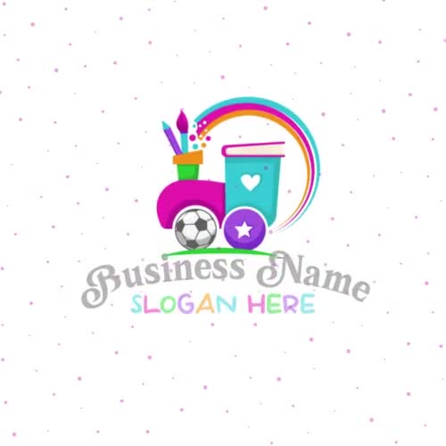 Vibrant cartoon-style train logo - Preschool - Education - Rainbow - Toys - Logo Design - Video thumbnail 5