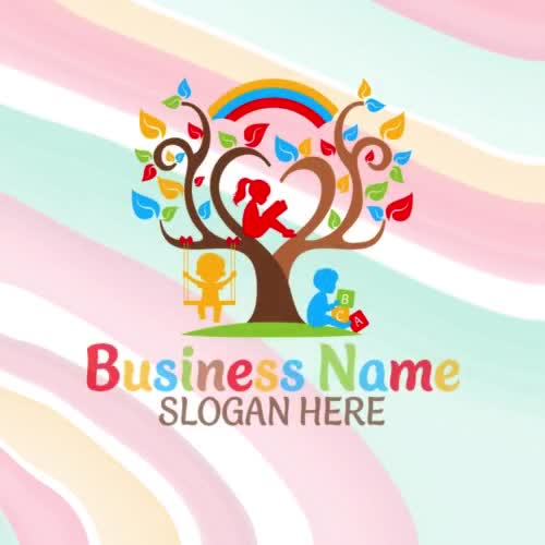 Colorful Heart Tree Logo with Children Playing – Preschool & Daycare Branding - Video thumbnail 5