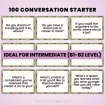 100 English Conversation Starter Flashcards ESL Intermediate Question ...