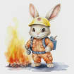 Rabbit Clipart, Firefighter Clipart, Wearing a Firefighter's Outfit ...