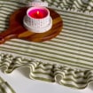 Green Stripe Linen Placemat With Ruffle - Boho Table Decor - Etsy