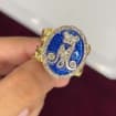 Vintage Antique Look Blue Enamel Alphabet Ring for Men, Gift for Father ...
