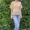 Vintage Beige Knit Top / See Through Open Knit Sweater