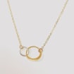Gold and Silver Necklace for Women, Eternity Two Circle Small Infinity Necklace for Daughter, Mixed Metal Interlocking Circles, Gift for Her