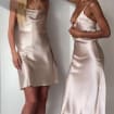 Creamy White Mini Slip Dress Short Silk Dress 100% Silk Satin Dress With  Cowl Neck Silk Bias Cut Open Back Date Dress Cream Slip Dress 