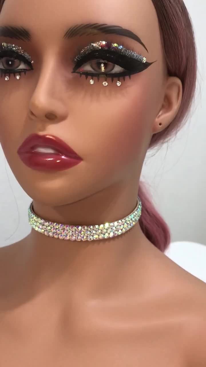 Rhinestone Choker Necklace 6 Rows Diamond Choker Crystal