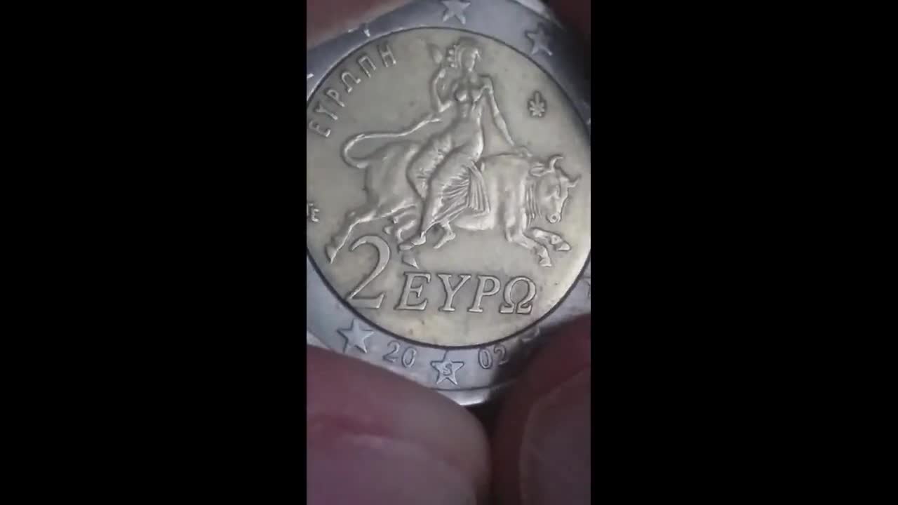 Coin 1 Euro Greece 2002 Coin 1 Euro Greece 2002 with Defect Rare off Center  Mint Made Error 