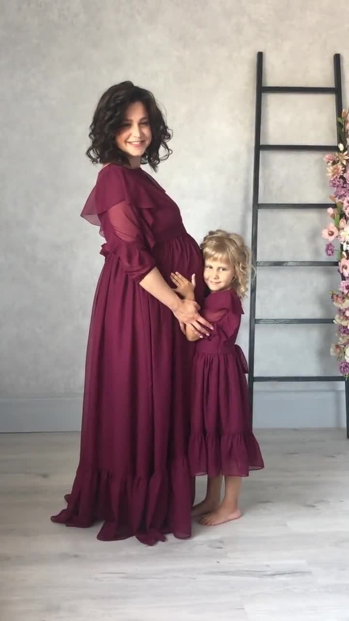 burgundy mommy and me dress Oyemwen Mother and Daughter Orchid Dress Set main image 1