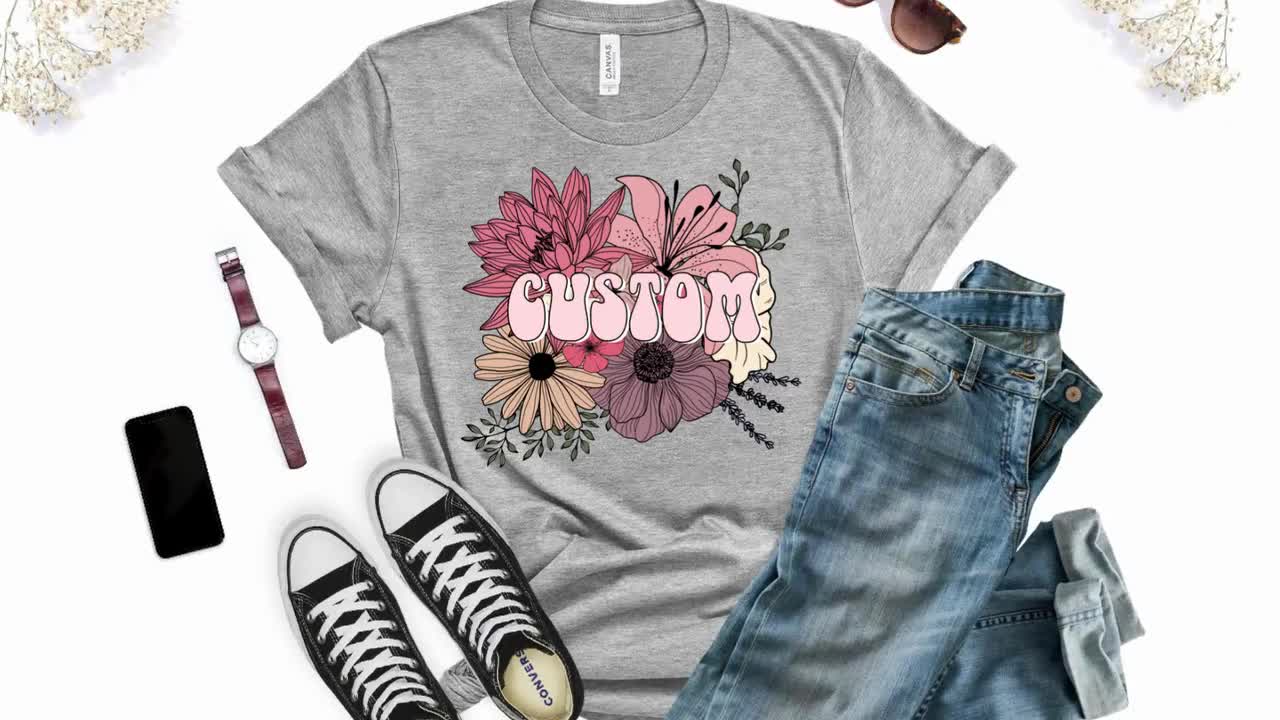 Custom Order Text Name Floral Bouquet Png Personalized Sublimation Design  Listing Muscot Hometown DTG Digital Download Boho Flowers 