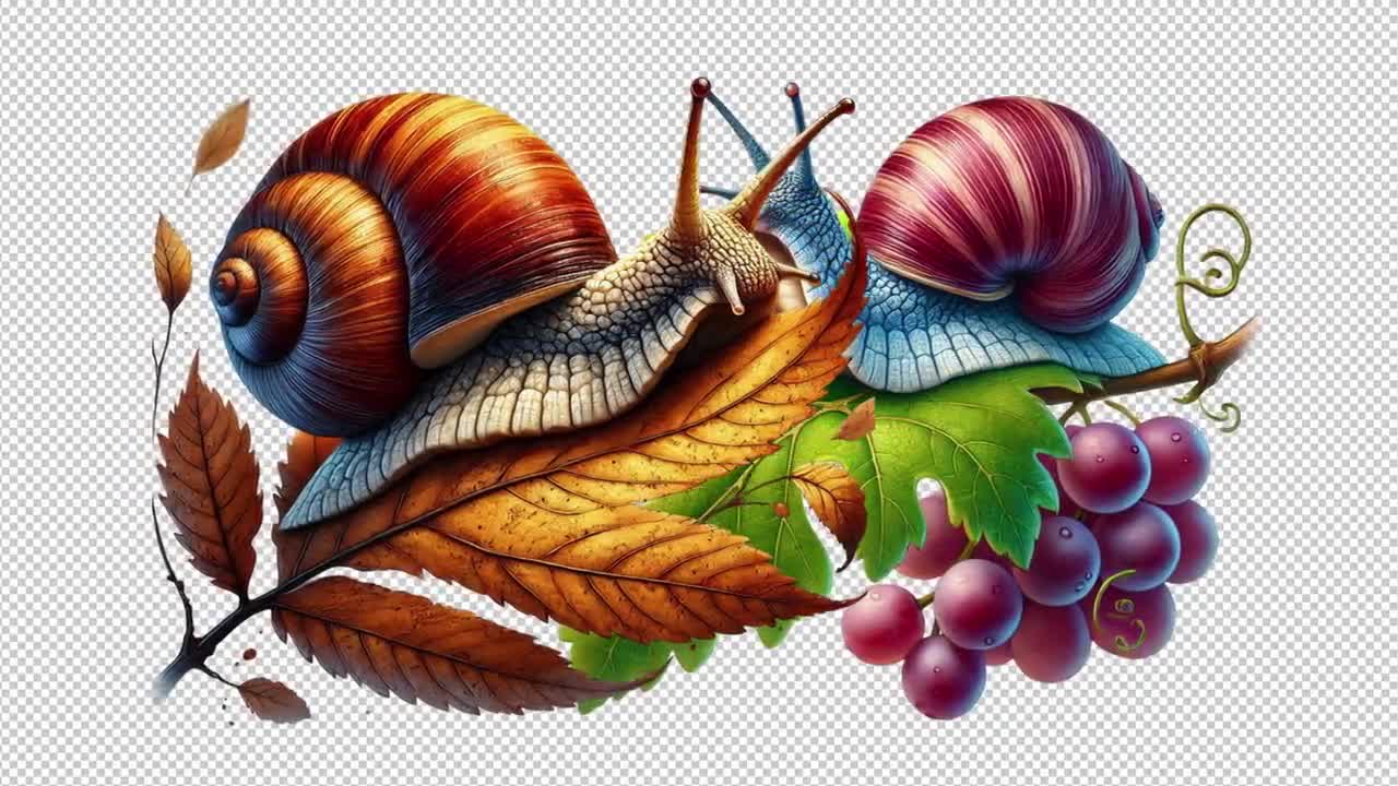 Dibujo de caracol PNG: Imágenes prediseñadas de jardín (descarga digital) video poster