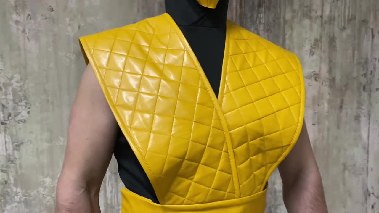 Buy Mortal Kombat Cosplay Costume, Scorpion Costume Yellow Vest