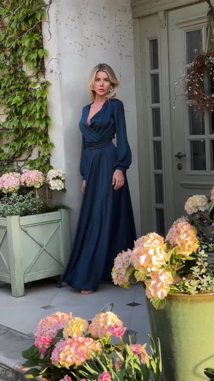 slim fit dress slacks Long Rocky Shirt Dress Emerald Micro Satin main image 1