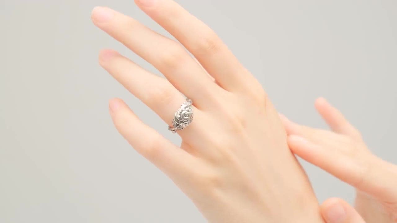  CH Delicate Leaf Shell Flower Ring for Women Girls Rose Gold  Color Finger Rings