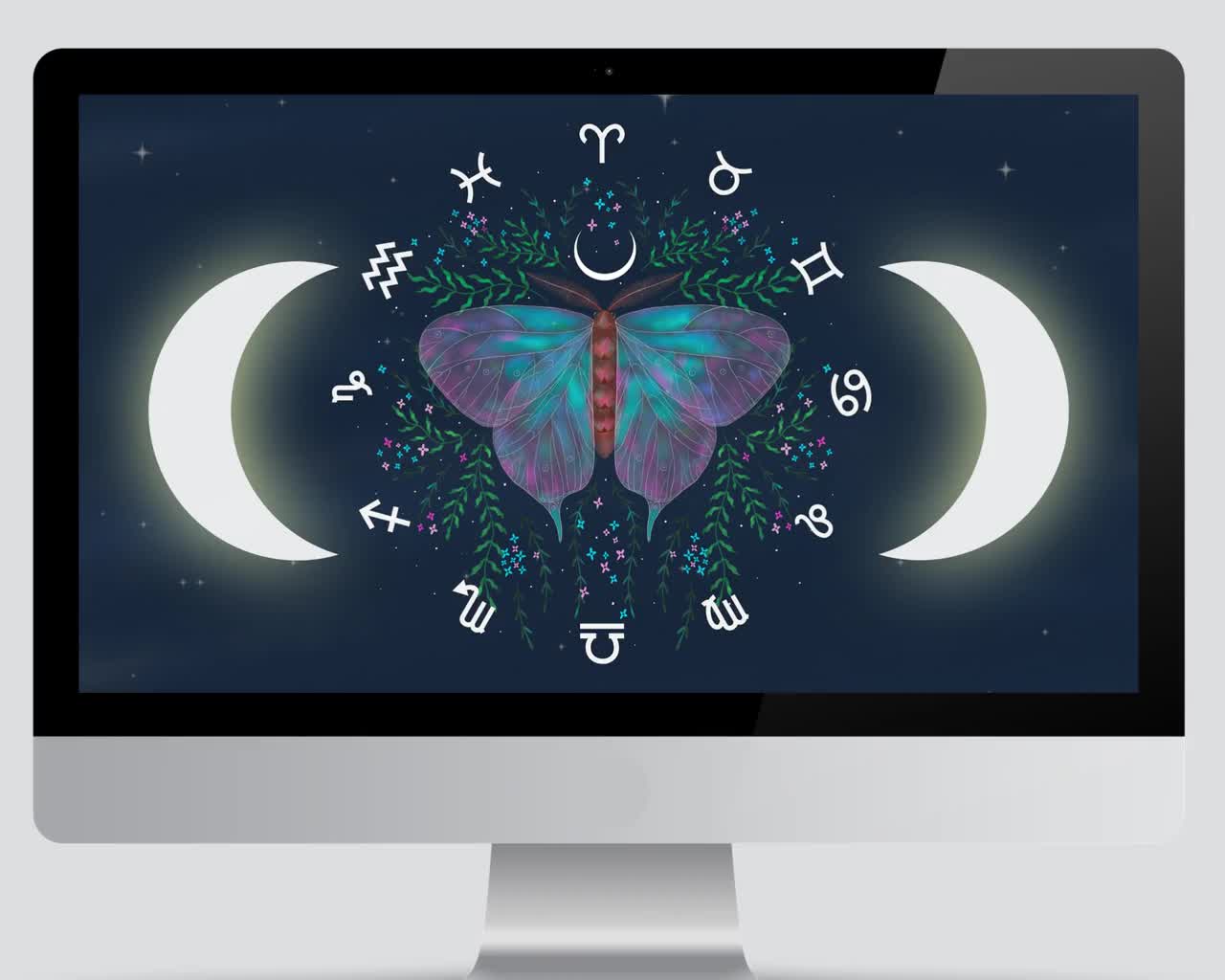 Butterfly Wallpaper PC Astrology. 5 Colors Mystical Mac Aesthetic  Wallpaper. Computer Esoteric Background, PC Desktop, Mac Desktop - Etsy, image size:1280x1024