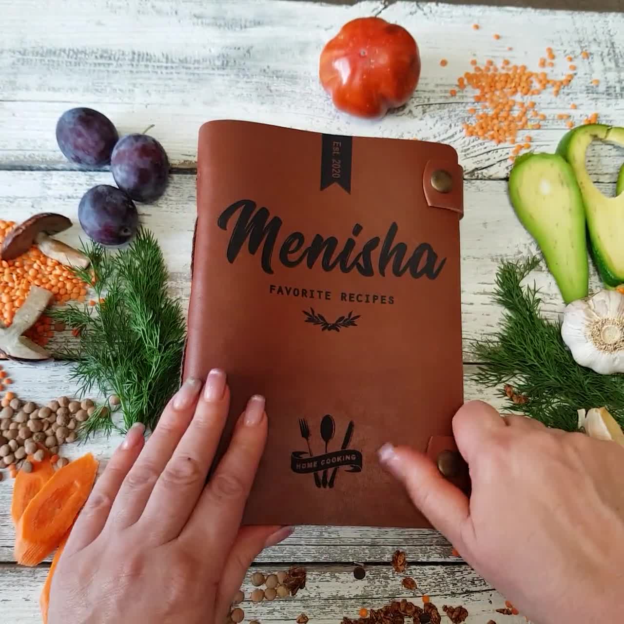 Thick Heirloom Cookbook/personalized A5 Leather Recipe Book/450