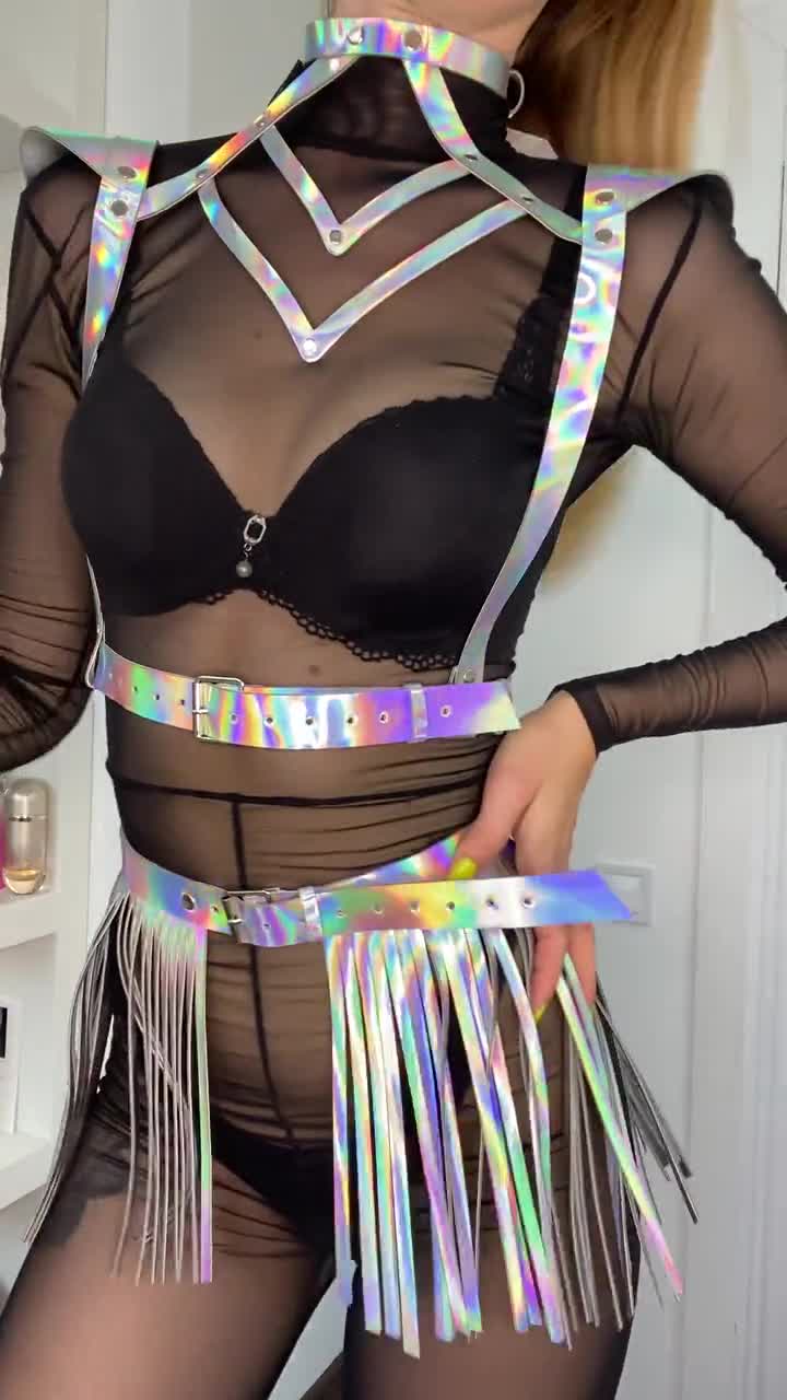 Holographic Electra Bra white Rave Outfit Festival Bra Cyberpunk Costume  Tron Burning Man Drag Queen Costume 