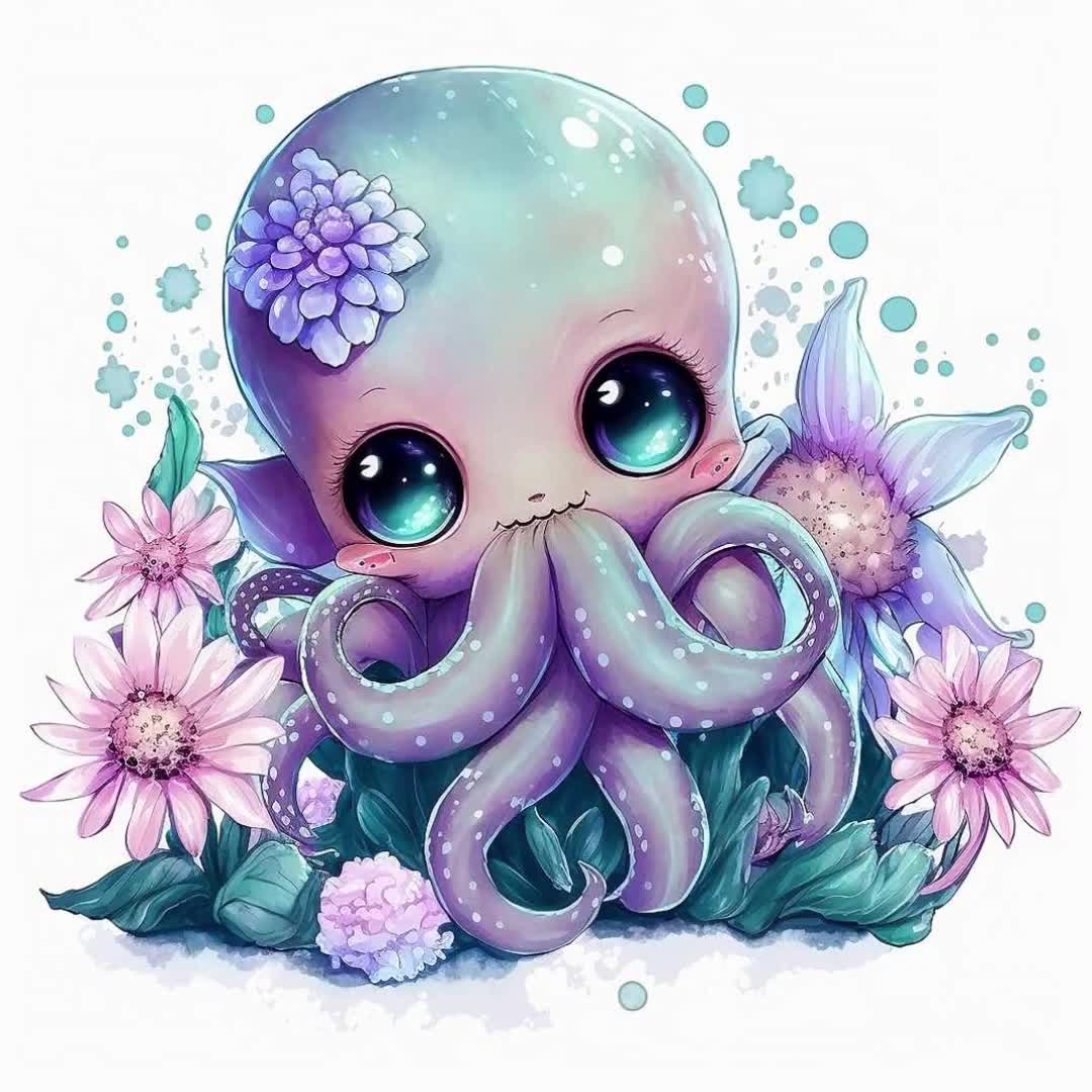 Baby Octopus Watercolor Art Watercolor Cute Octopus Clip Art ...