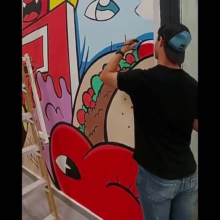 Arte da parete su tela di grandi dimensioni, decorazione da parete con  graffiti, stampa artistica su tela pop art, stravagante arte da parete,  arte da parete per ufficio -  Italia