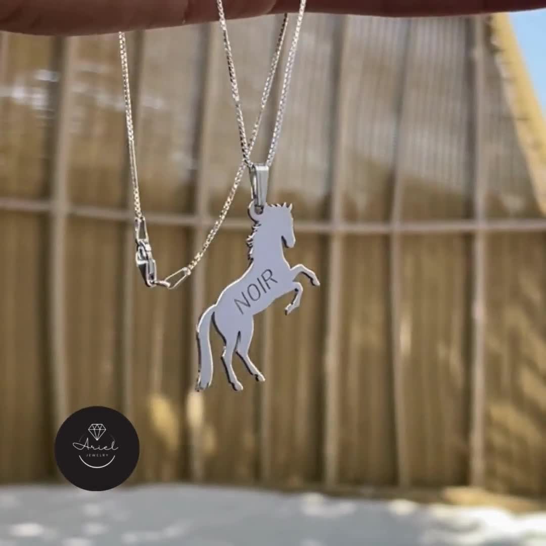 Collar De Herradura Con Nombre Personalizado, Plata De Ley 925/chapado En Oro De 18 Quilates, Collar Con Nombre Grabado Para Vaquera, Regalo Ecuestre Personalizado. - México