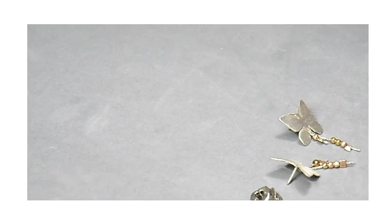 Butterfly Stud Earrings, Sterling Silver, Gold Filled Beads, Rough Finish, Dainty, Valentine video poster