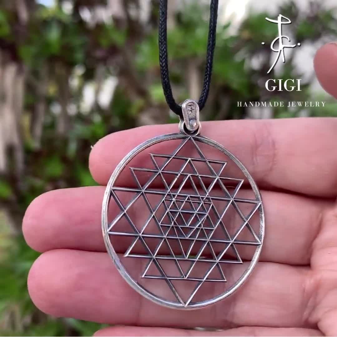 Sri Yantra, sterling silver pendant