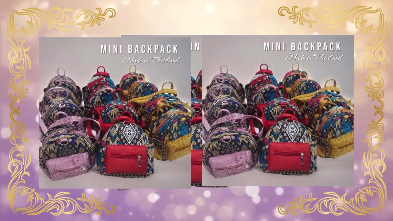 タイ布ミニバックパック：プラエワ柄、ハンドメイドバッグ video poster