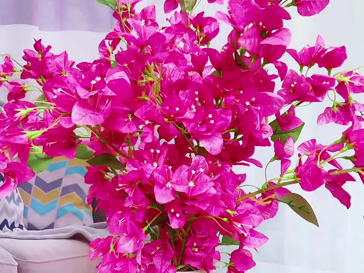 Pack of 4 Hot Pink Artificial Flowers Silk Bougainvillea Branches Faux Floral  Stems for Wedding & Home Decoration 45 Inch 