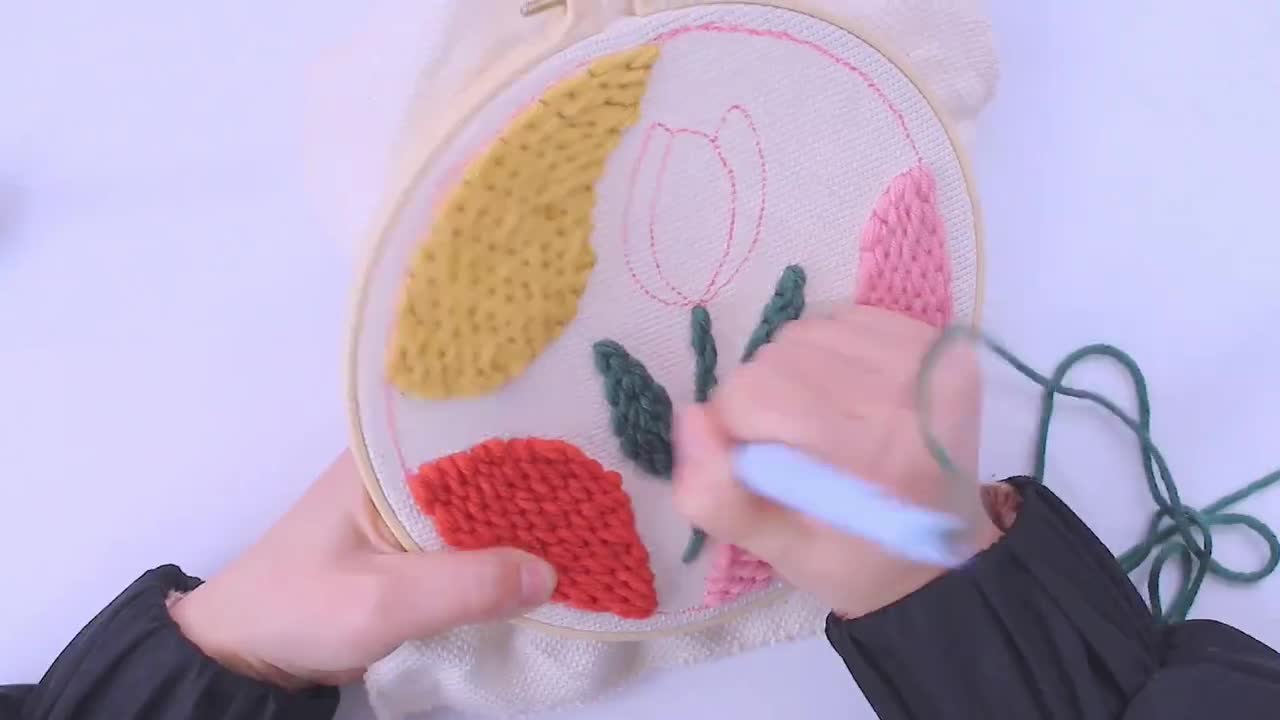 FISHEVO 2 Pcs Punch Needle Embroidery Starter Kits, DIY Punch