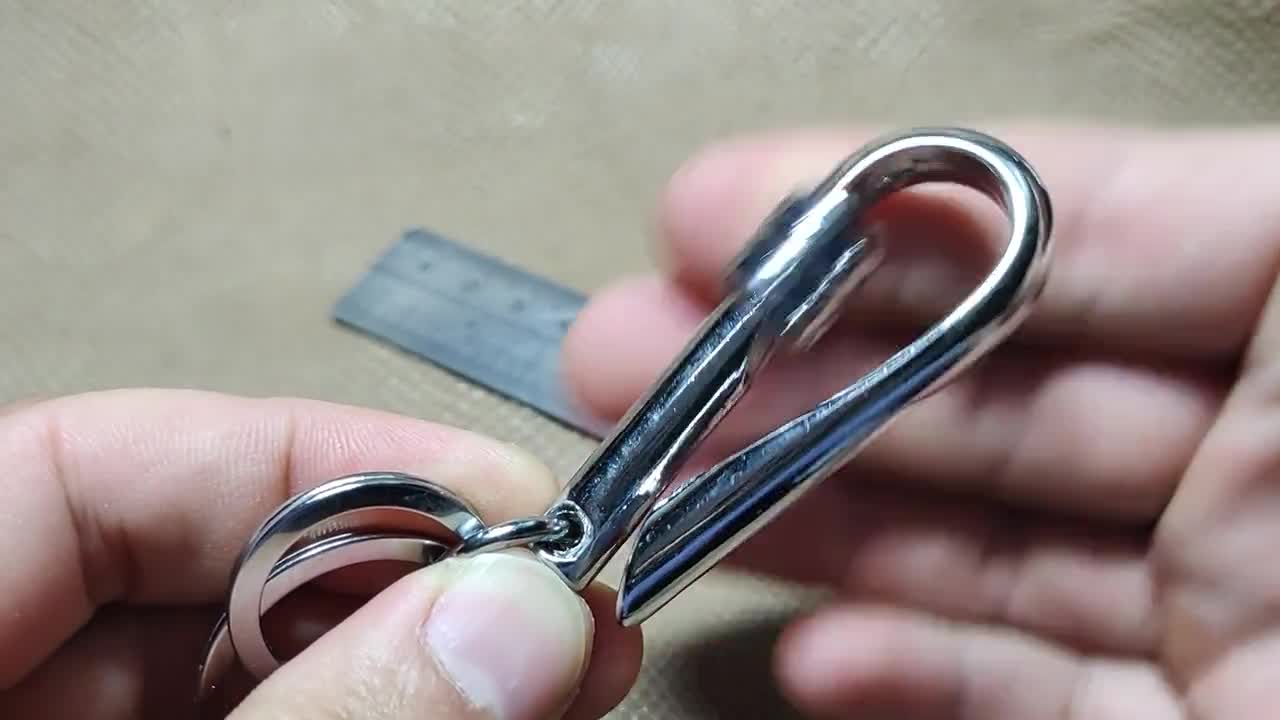 Super Strong Fine Solid Alloy Metal Creative Slide Lock Japanese U Shape  Fish Hook Keychain Key Ring Holder FOB EDC DIY Making Supplies 