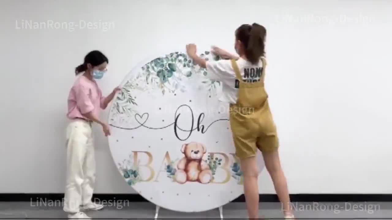 Mickey Mouse Round Backdrop Cover Comic Style Plinth Covers Kids Birthday Party Decor video poster