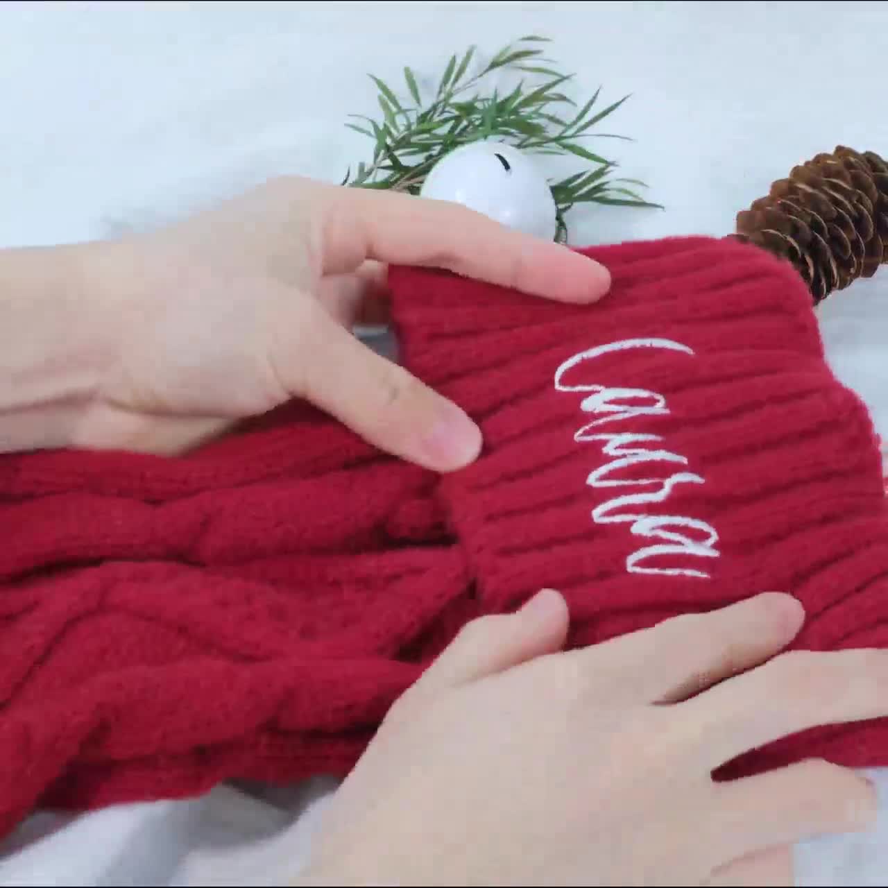 Calza di Natale Personalizzata - Design con Pattern Misto - Nome Ricamato - Italia