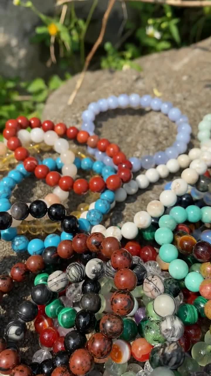 Natural Gemstone Beads Bracelets Handmade Men Women Stretchy