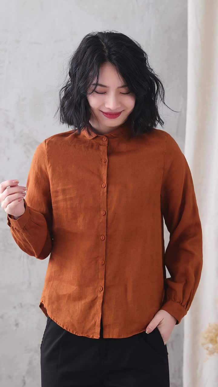 orange dress shirt women Orange silk satin lavallire shirt