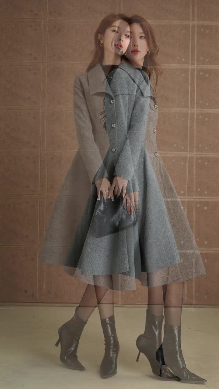 Fit and flare gray winter wool coat 5367 Fit and flare gray winter wool coat 5367