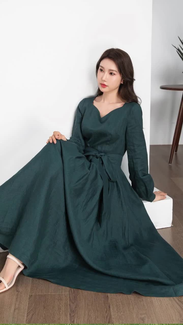 casual dark teal dress Lapointe Dark Teal Sleeveless Satin Belted Midi Dress