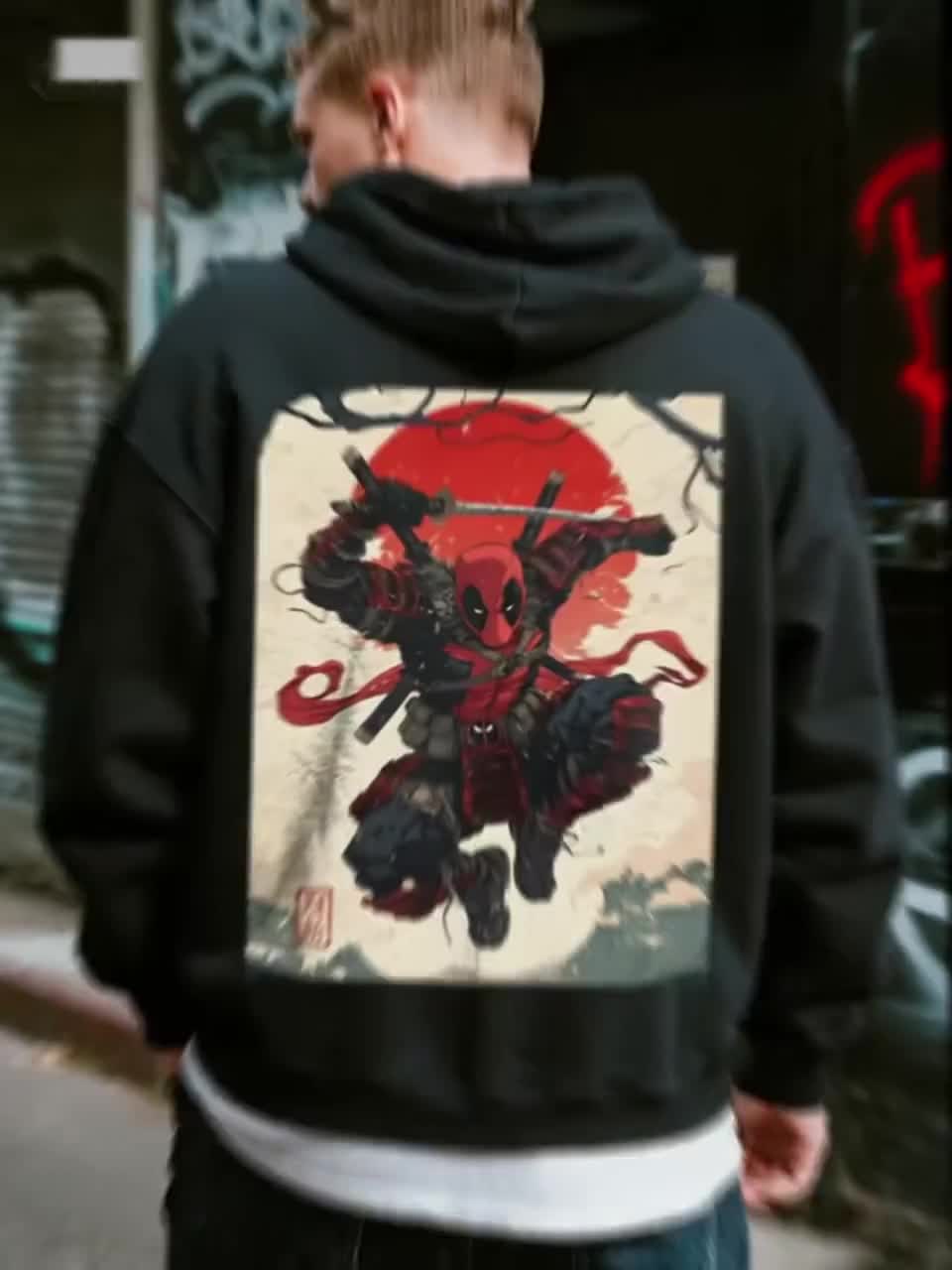 Deadpool Samurai Hoodie: Ukiyo-e Style Anime Sweatshirt，Superhero Anime Streetwear for Men Women S-XXXL video poster