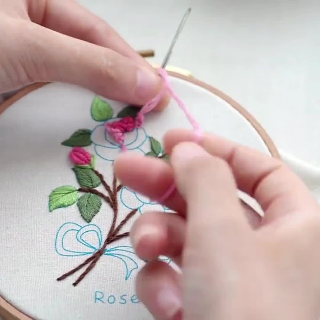 DIY Flower Embroidery Kit for Beginner, Modern Scenery Embroidery