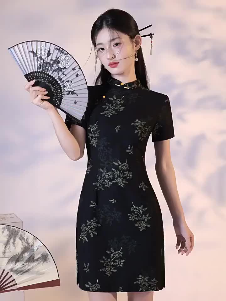 black chinese mini dress Modern Chinese Style Dress Black Short Sexy Qipao Dress Women