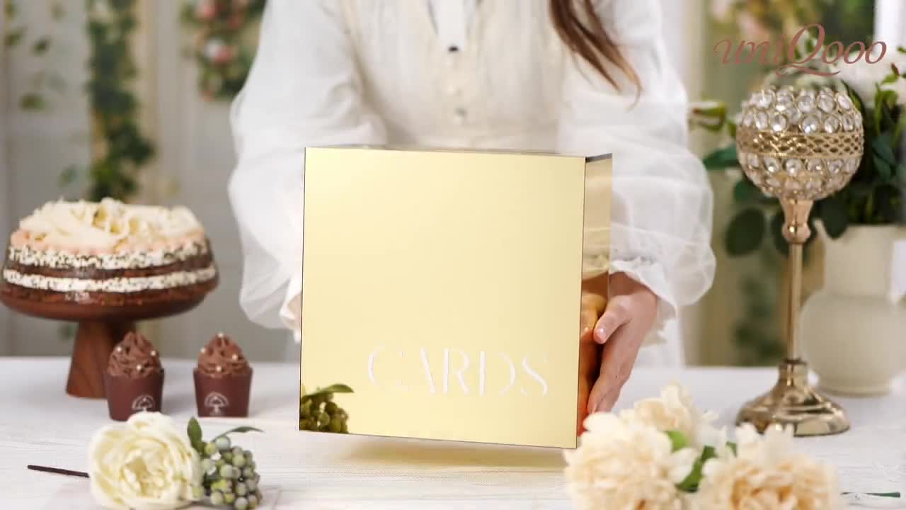 Gold Mirror Wedding Card Box With Lock,Safe,Elegant,Sturdy,Easy