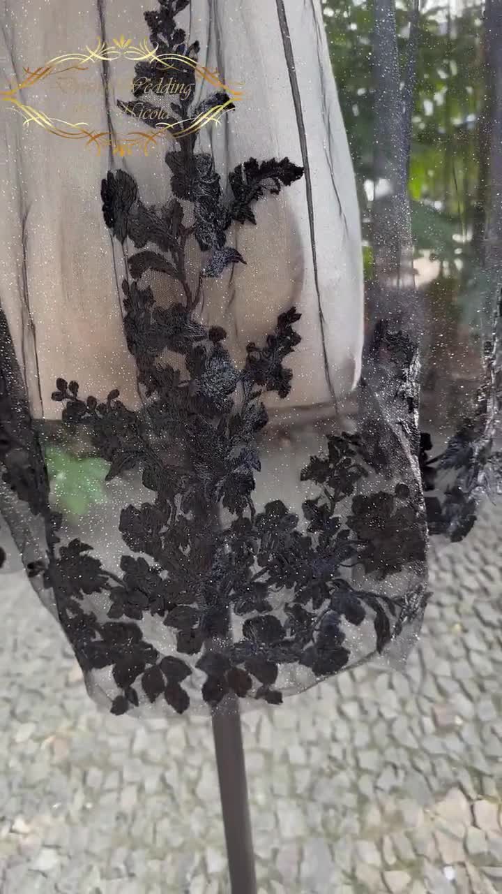 Velo Da Sposa Nero Wedity Con Pettine - Doppio Stratto Per Matrimoni E Halloween - Foto 2