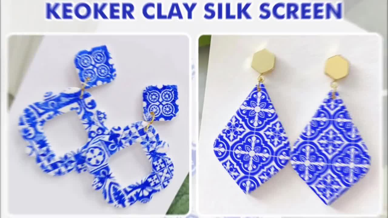 KEOKER Tile Silk Screen Polymer Clay, 3PCS Tile Silk Screen for Polymer  Clay, Tile Silk Screen Stencils for Polymer Clay, Tile Pattern Polymer Clay