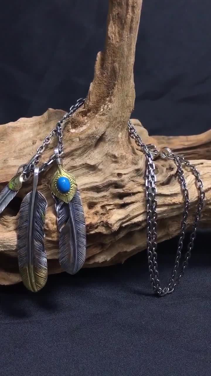 天然ブルーターコイズネックレス/ハンドメイド/ゴローズウィングロック 
